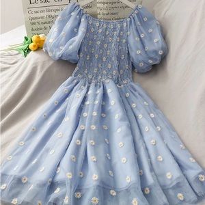 Beautiful princess blue dress with flowers